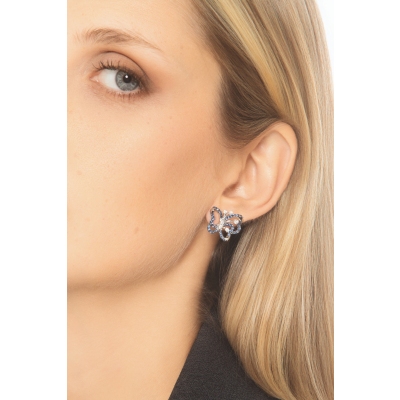 Orecchini farfalla in oro bianco 18k con zaffiri blu e diamanti