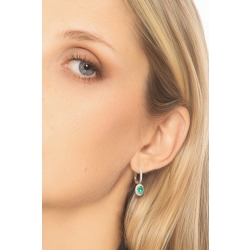 Hoops with emeralds and diamonds in 18k white gold  2