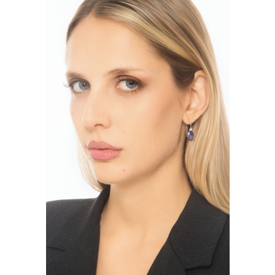 Earrings in white gold 18k with diamonds and tanzanite