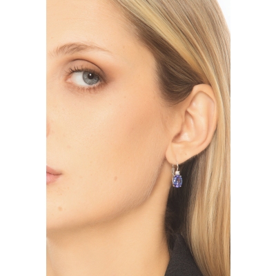 Earrings in white gold 18k with diamonds and tanzanite