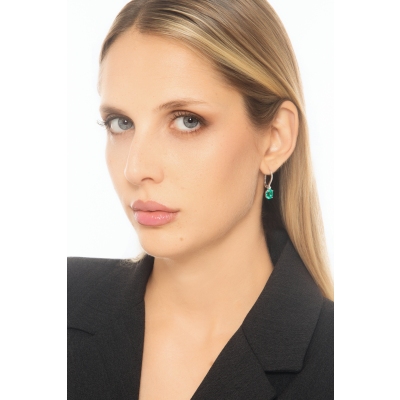 ORECCHINI MONACHELLA CON BRILLANTI E SMERALDI OVALI MM8X6, SIMILI A WORE7271