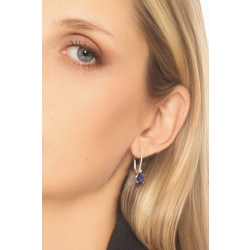 Orecchini pendenti con zaffiri blu e diamanti oro bianco 2