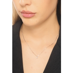 Collana punto luce rombo in oro bianco 18k con diamante, ct 0,10 2