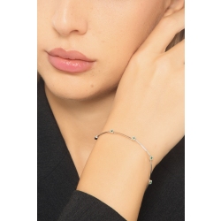 Alternate bracelet in 18k white gold with emeralds, 18 cm 2