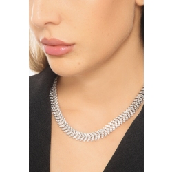 Collana in oro bianco 18k con maglie a spiga in diamanti 2