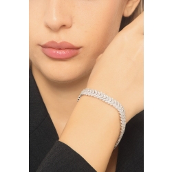 Bracciale in oro bianco 18k con maglie a spiga tipo navette in diamanti 2