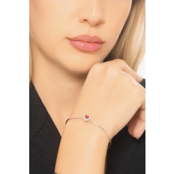 Bracciale in oro bianco 18k con rubino taglio cuore e diamanti 2