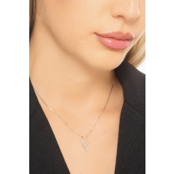 18k white gold letter F with solitaire diamond 2