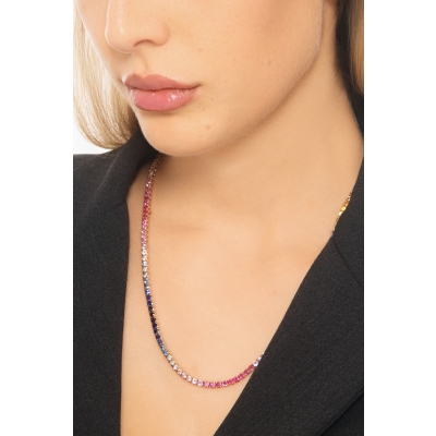 Collana Tennis con Zaffiro Rainbow Donna Uomo