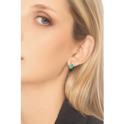 ORECCHINI CON SMERALDO OVALE MM8X6 E CASTONE CON BRILLANTE(PA2CO-3) 2
