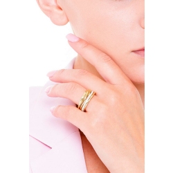Yellow and white gold 18k crossover ring with diamonds  2