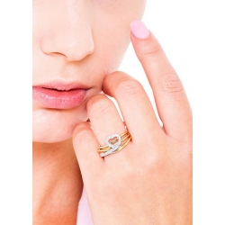 Band ring in white and yellow gold 18k with diamonds  2