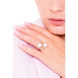 Anello in oro rosa 18k con Perle e diamanti. 2
