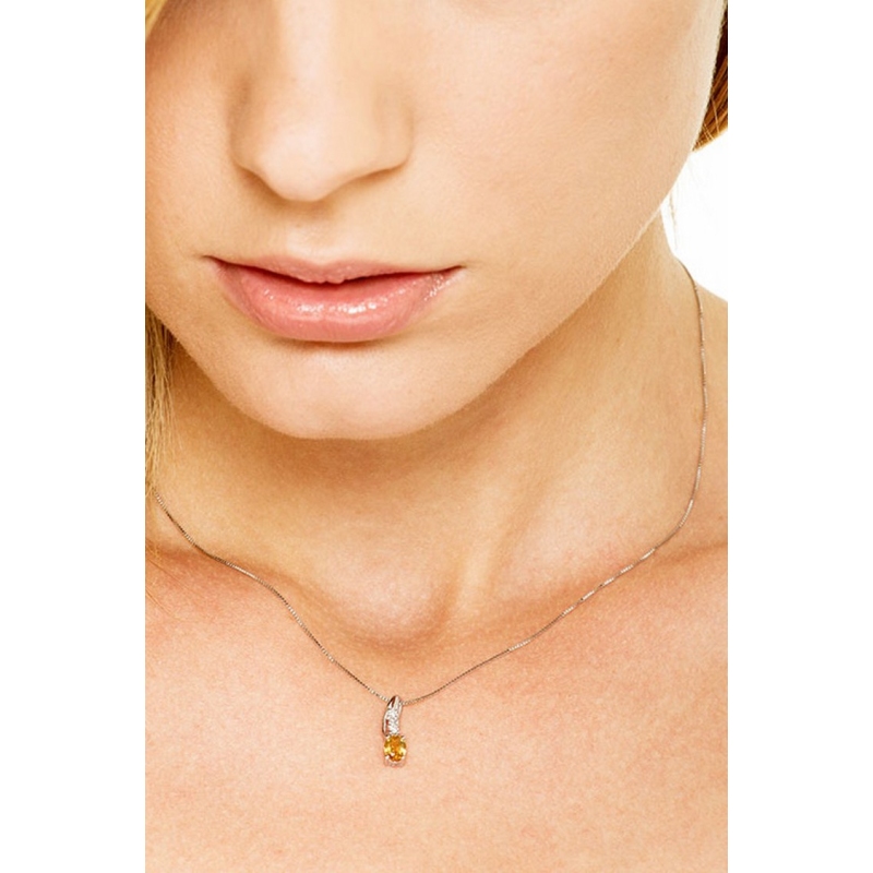 18k white gold pendant with citrine and diamonds 