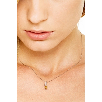 18k white gold pendant with citrine and diamonds 