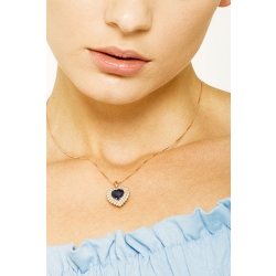 Necklace with pendant, central heart shaped sapphire and diamonds 2