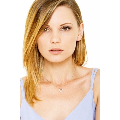 Collana in oro bianco 18k con pendente a cuore in diamanti, ct. 0,20