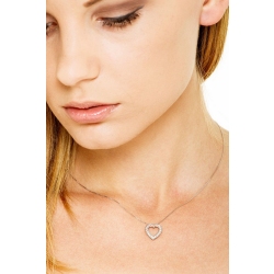 Collana in oro bianco 18k con pendente a cuore in diamanti, ct. 0,20 2