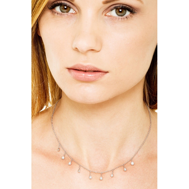 Necklace with 9 diamond pendants