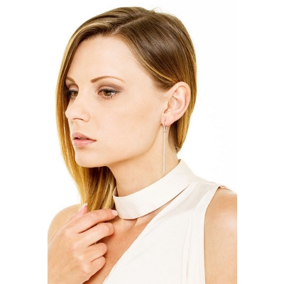 White gold 18k drop earrings with diamond bar 