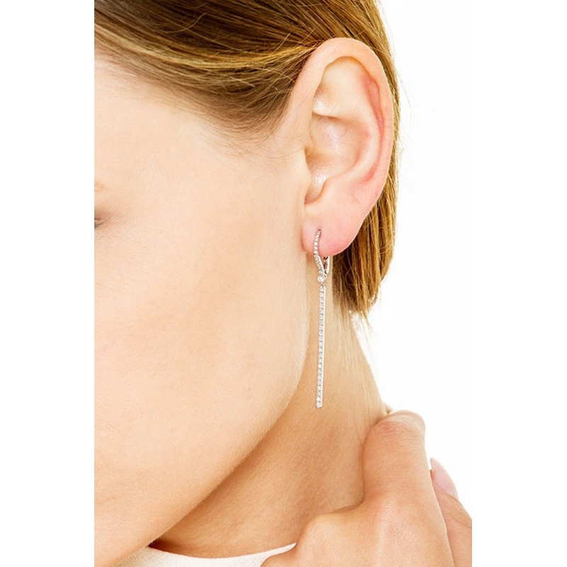White gold 18k drop earrings with gold and diamonds pendants 
