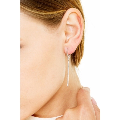 White gold 18k drop earrings with gold and diamonds pendants 