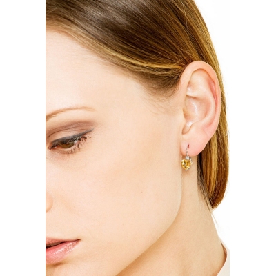 Orecchini in oro bianco 18k con citrino e diamanti