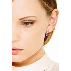 Yellow gold 18k earrings with amethysts and diamonds  2