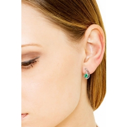 Fancy earrings in 18k white gold with diamonds and emeralds 2