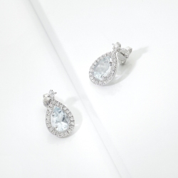 Orecchini con acquamarina e diamanti oro bianco 18k