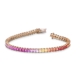 Tennis Bracciale con Zaffiri Colorati Rainbow Oro 18K