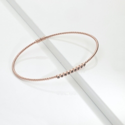 Bracciale rigido in oro rosa 18k da uomo con diamanti neri