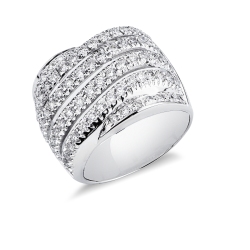 Anello a fascia in oro bianco 750 con pavé di diamanti