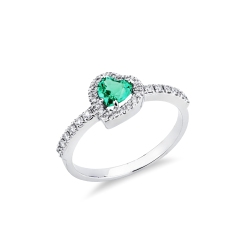ANELLO CON BRILLANTE E SMERALDO CUORE MM5X5