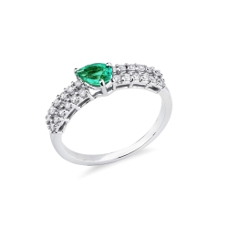 ANELLO CON BRILLANTI E SMERALDO GOCCIA MM6X4