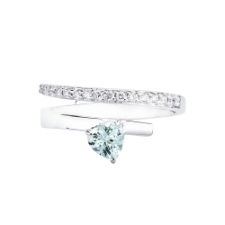 Anello contrarié con acquamarina e diamanti in oro bianco 2