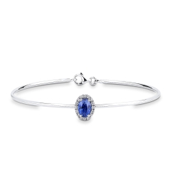 Bracciale rigido oro bianco 18k con zaffiro blu e diamanti