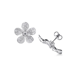 Orecchini fiore oro bianco 18k con diamanti 