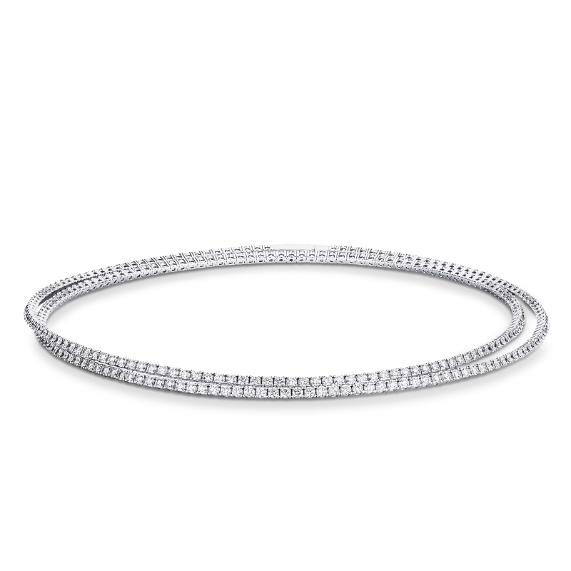 Choker tennis con diamanti naturali in oro bianco 18k