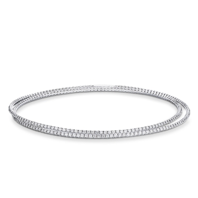 Choker tennis con diamanti naturali in oro bianco 18k