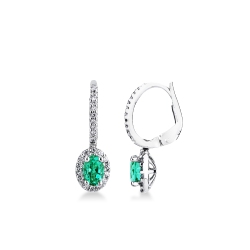 Hoops with emeralds and diamonds in 18k white gold 