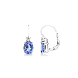 Earrings in white gold 18k with diamonds and tanzanite