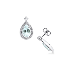 Orecchini con acquamarina e diamanti oro bianco 18k
