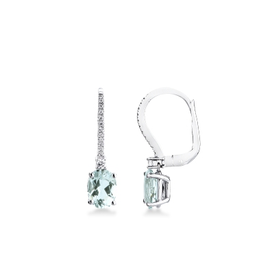 Orecchini pendenti con acquamarina e diamanti oro bianco