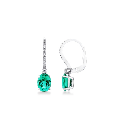 ORECCHINI MONACHELLA CON BRILLANTI E SMERALDI OVALI MM8X6, SIMILI A WORE7271