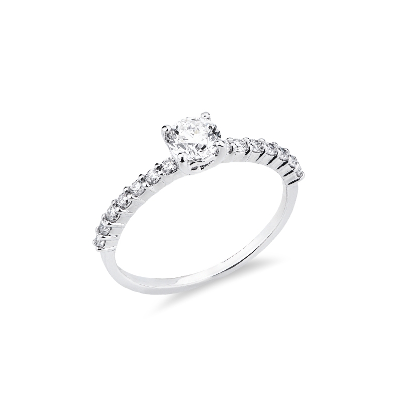 Anello fidanzamento solitario Magia oro bianco 0,50 ct