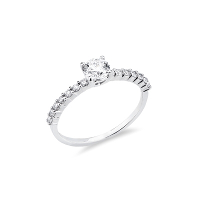 Anello fidanzamento solitario Magia oro bianco 0,50 ct