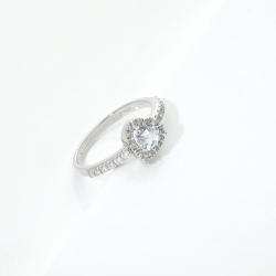 Anello cuore con acquamarina e diamanti oro bianco
