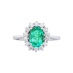 ANELLO CONTORNO CON 14BRILLANTI E SMERALDO OVALE MM8X6 2