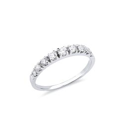 Anello fedina a scalare in oro bianco 750 con nove diamanti